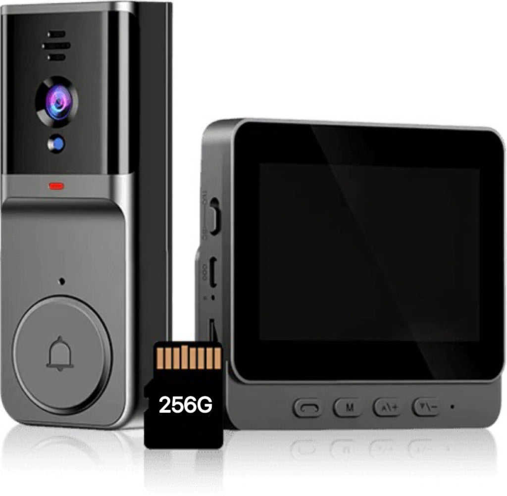 Câmara sem fios para campainha: 1080P, ângulo de visão de 170°, ecrã de 4,3 polegadas, à prova de água IPX65 para exterior, visão noturna