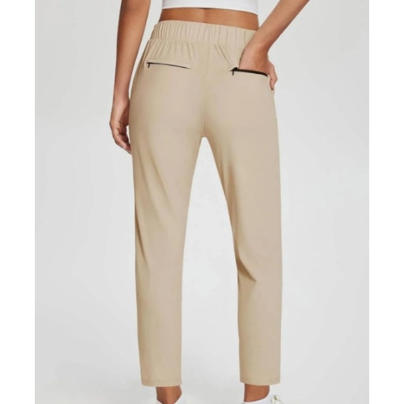 ⏳LIMITED OFFER 70% OFF🌞Women’s Fitted High-Waisted Zip-Pocket Trousers - 👖Lightweight, Breathable, Soft 26"/27" Ankle Pants with Zipper Pockets
