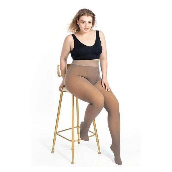 Women's Fleece Lined Tights Fake Translucent Warm Thermal Pantyhose