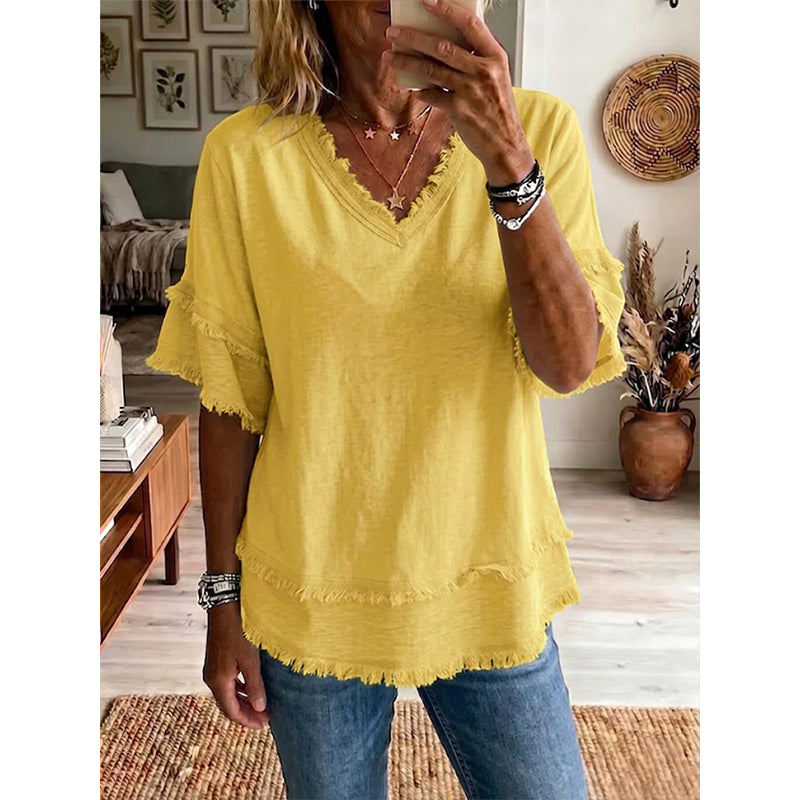 🧥 Women's V-Neck Casual Short Sleeve Top
