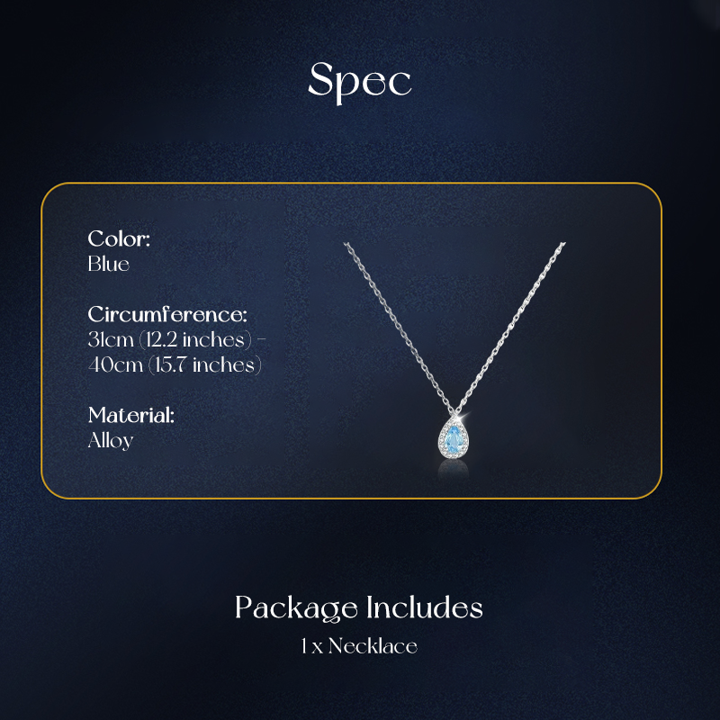 💞2026 HOT SALE💞TEARDROP NECKLACE WITH BLUE STONE — Sparkling Crystal Halo & Adjustable Chain