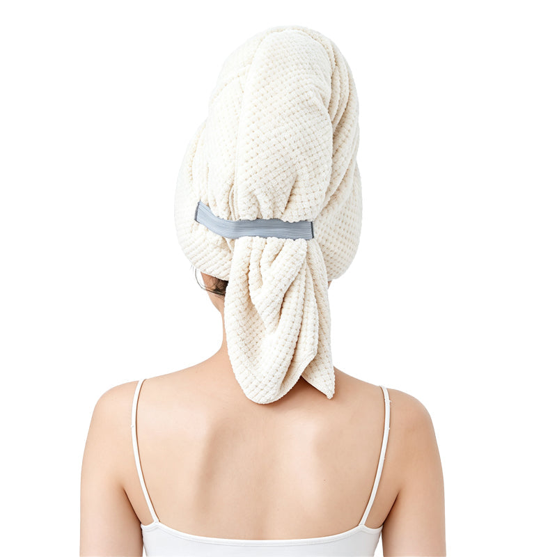 Microfiber Hair Drying Towel Wrap with Elastic Band