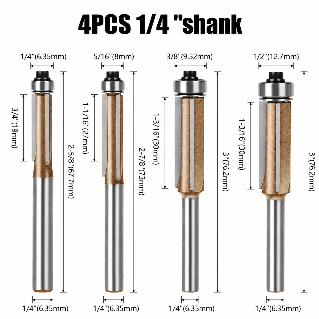 3-Flute Carbide Flush Trim Router Bit