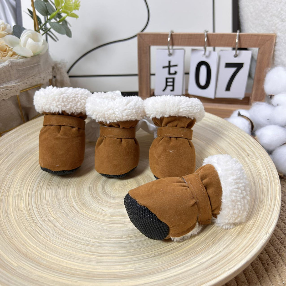 Warm Winter Dog Boots with Soft Plush Lining