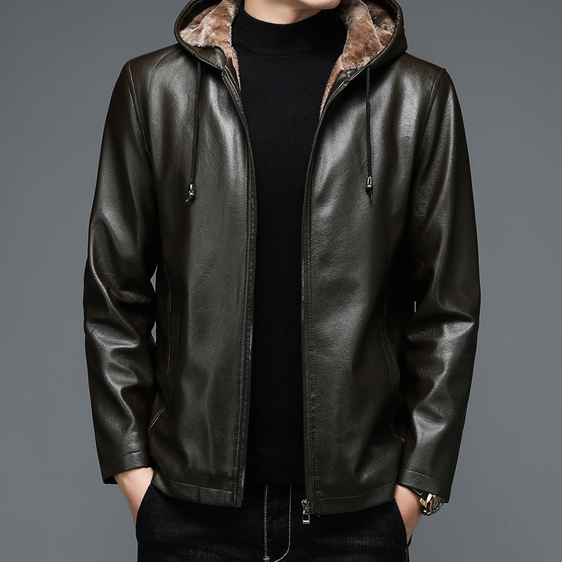 🔥Hot Christmas Sale 🔥Hooded leather jacket for men