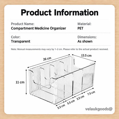 🗄️ 50% OFF! Transparent Extendable Storage Organiser – adjustable 24.5–43cm, clear PET walls let you see every item at a glance. Perfect for medicines, supplements & toiletries – no more rummaging! 🏠✨