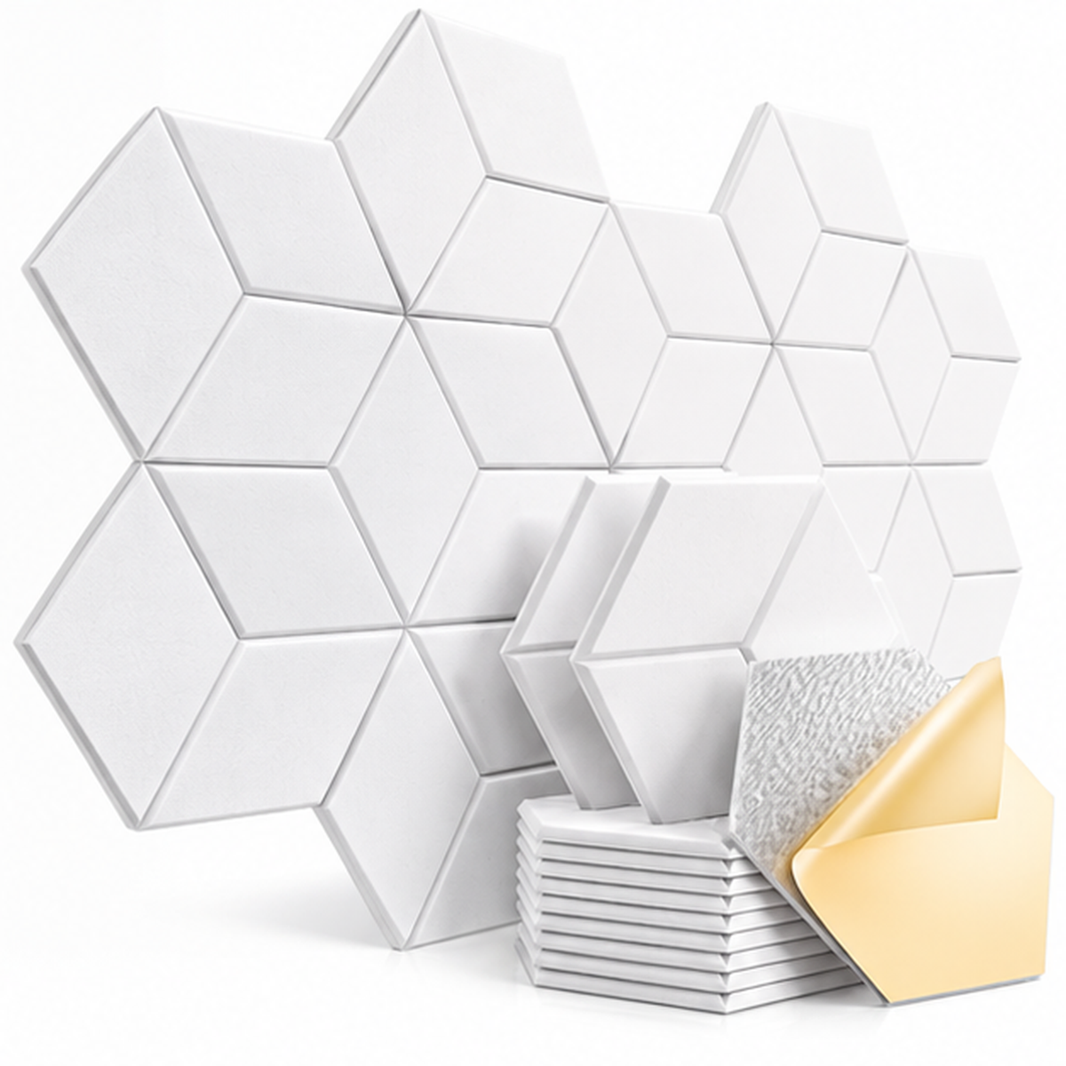 12-Pack Self-Adhesive Acoustic Panels - Sound Insulating Foam Panels for High-Density Walls, Y-Shaped Liner Design, Flame Retardant, Noise Absorption, Echo Elimination
