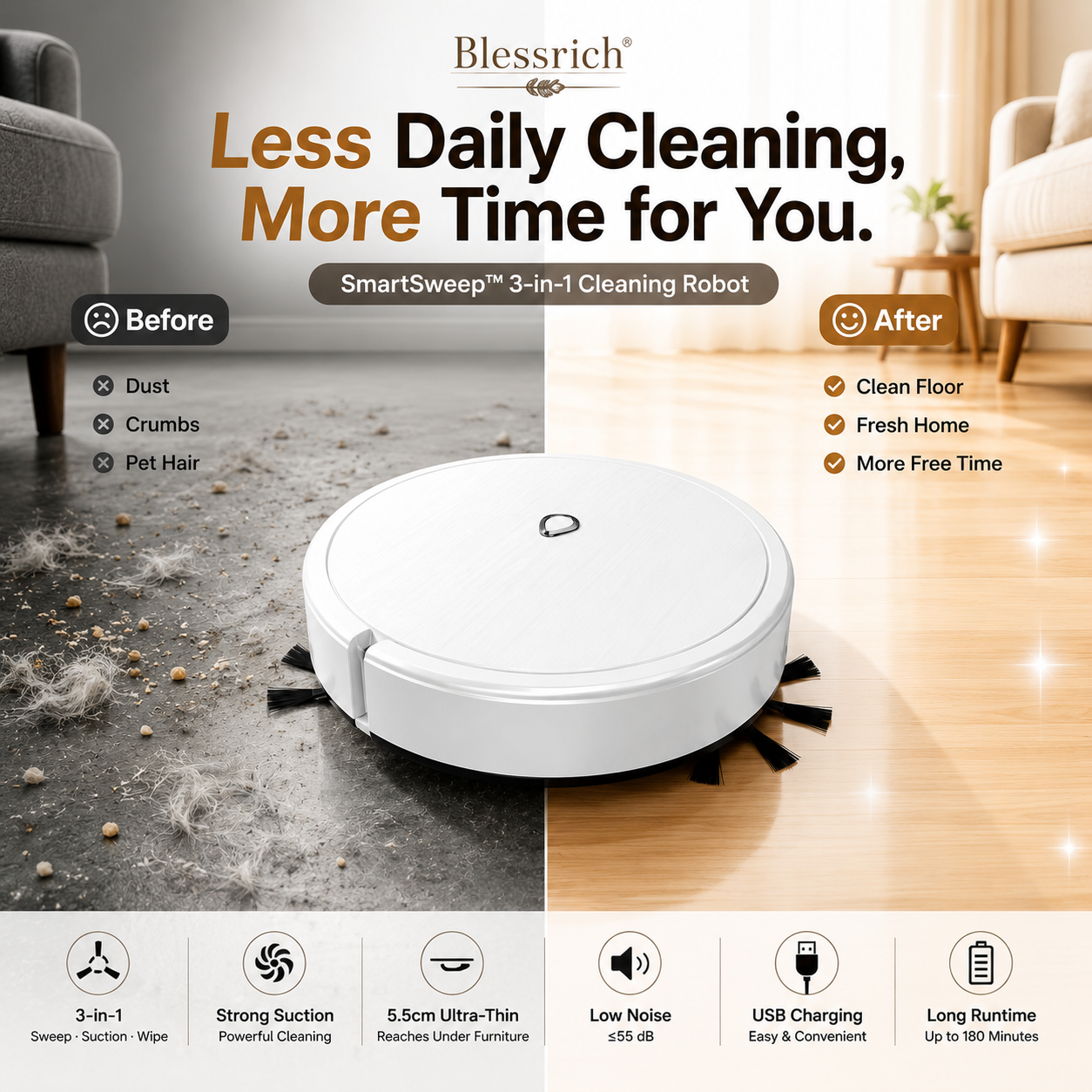 SmartSweep™ 3-in-1 Robot Cleaner