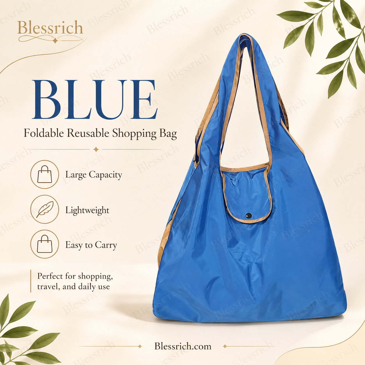 🛍️ Foldable Reusable Shopping Bag – Large Capacity, Lightweight & Washable