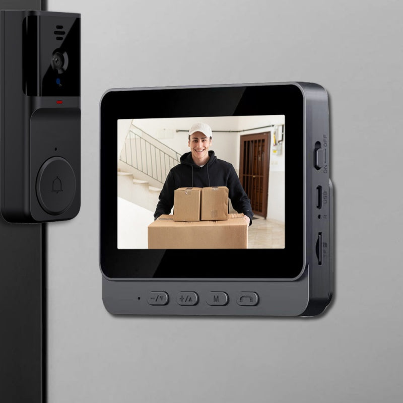 Câmara sem fios para campainha: 1080P, ângulo de visão de 170°, ecrã de 4,3 polegadas, à prova de água IPX65 para exterior, visão noturna