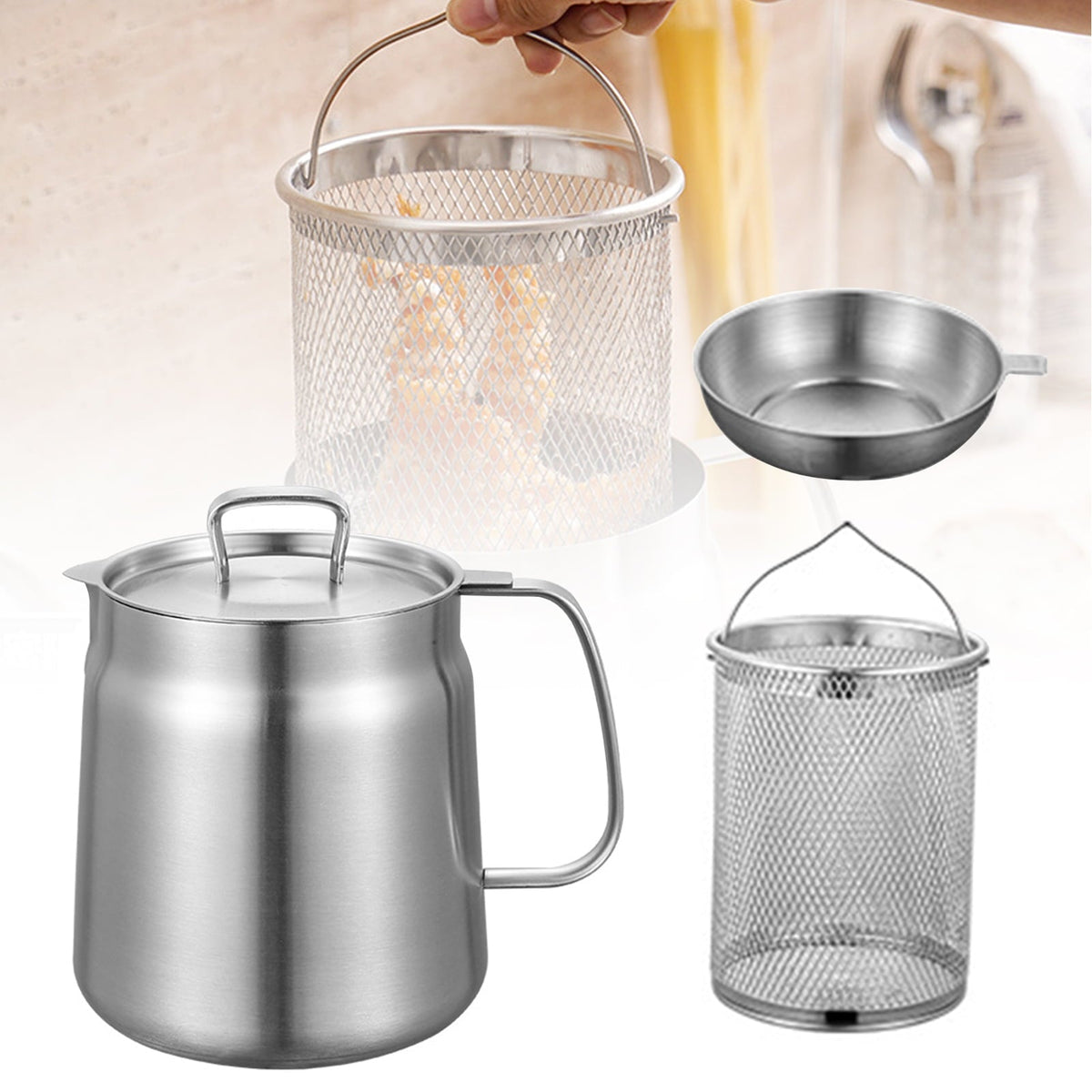 Strain & Reuse Oil Instantly! 2-in-1 Stainless Oil Strainer Pot