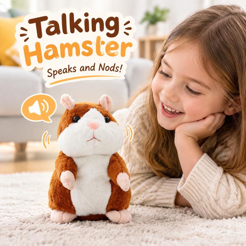 🎄LIMITED-TIME 50% OFF! ⏰Talking Hamster Plush – repeats whatever you say, auto head-shaking, hilarious fun for kids & adults