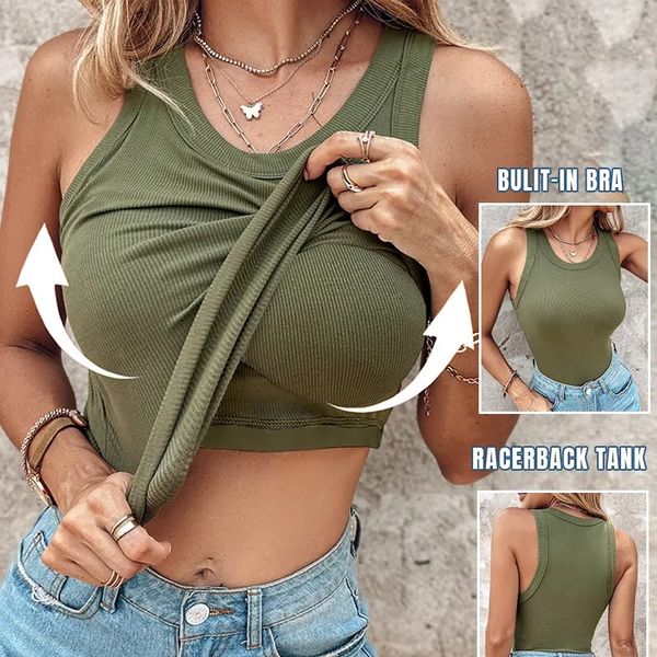 🔥Sale - 64% off✨Ribbed tank top for women with built-in bra