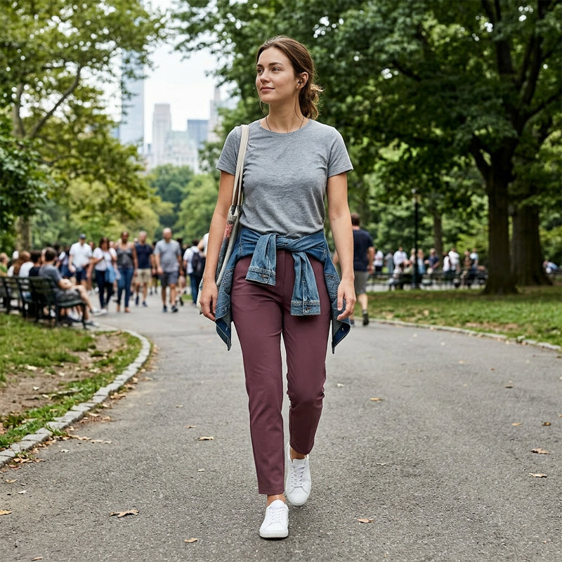 ⏳LIMITED OFFER 70% OFF🌞Women’s Fitted High-Waisted Zip-Pocket Trousers - 👖Lightweight, Breathable, Soft 26"/27" Ankle Pants with Zipper Pockets