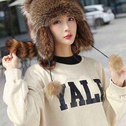 ⏳Time-Limited Special⏰ Raccoon Tail Fur Parent-Child Plush Hat