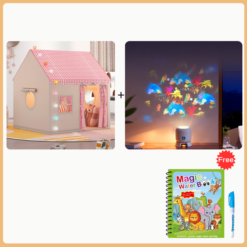 🎁50% OFF NOW! Dream Kids Play Tent House – Cozy Indoor Playhouse with Checkered Curtain, Private Play Space for Toddlers, Cute Reading Nook & Gift for Children