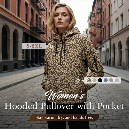 Leopard Print Hooded Pullover with Kangaroo Pocket