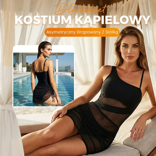💎 Ostatni dzień – specjalna cena! 💥 Sexowna, jednoczęściowa sukienka kąpielowa dla kobiet – marszczony, wyszczuplający krój, wysoki stan modelujący brzuch oraz delikatna, przezroczysta siateczka 🩱✨