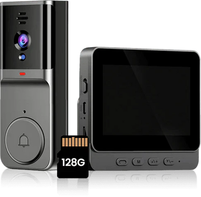 Câmara sem fios para campainha: 1080P, ângulo de visão de 170°, ecrã de 4,3 polegadas, à prova de água IPX65 para exterior, visão noturna