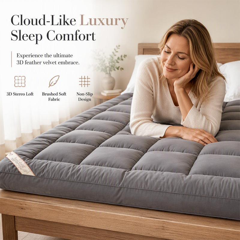 Soft Quilted Mattress Topper 🛏️ A Cloud-Like Layer of Comfort – Drift Off in Softness, Wake Up Refreshed ✨