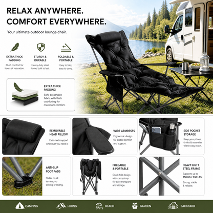 🪑 70% OFF! 🌿 Portable, adjustable folding chair for outdoor use – Lightweight, sturdy & versatile – Ideal for the garden, camping, the beach or the patio – easy to carry and set up 🏕️✨