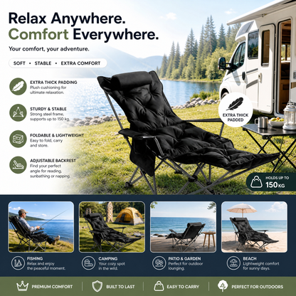 🪑 70% OFF! 🌿 Portable, adjustable folding chair for outdoor use – Lightweight, sturdy & versatile – Ideal for the garden, camping, the beach or the patio – easy to carry and set up 🏕️✨