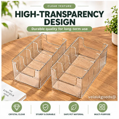 🗄️ 50% OFF! Transparent Extendable Storage Organiser – adjustable 24.5–43cm, clear PET walls let you see every item at a glance. Perfect for medicines, supplements & toiletries – no more rummaging! 🏠✨