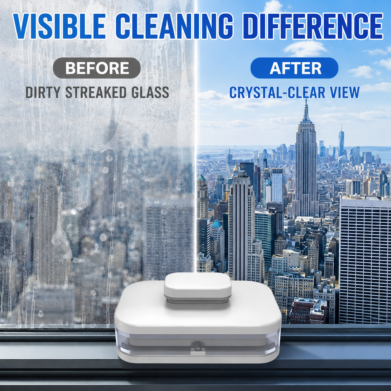 🥳2026 HOT SALE🥳💞50K+ SOLD! ⚡ 50% OFF! 6‑in‑1 Magnetic Glass Cleaner – 30% wider cleaning area, perfect for high‑rise windows. Dual pads + squeegee – flawless results from the first pass! 🪣🪟
