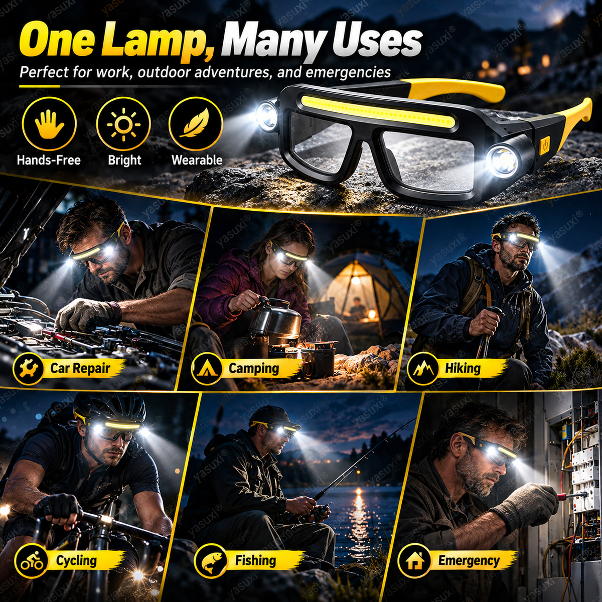 ✨Rechargeable LED head torch in glasses style