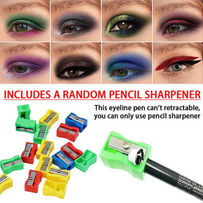 🔥LAST DAY SALE ONLY14.99💲!!💧14-Pack Waterproof Colored Gel Eyeliner Pencil – Metallic & Shimmer Finishes, Smudge-Proof（Pencil sharpener color is random）