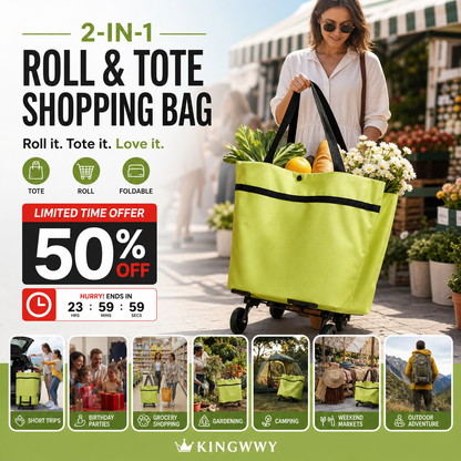 🔥🔥Last Day Promotion Only £11.99 ‼️🛒2-in-1 Foldable Shopping Cart✨Portable Lightweight Grocery Trolley