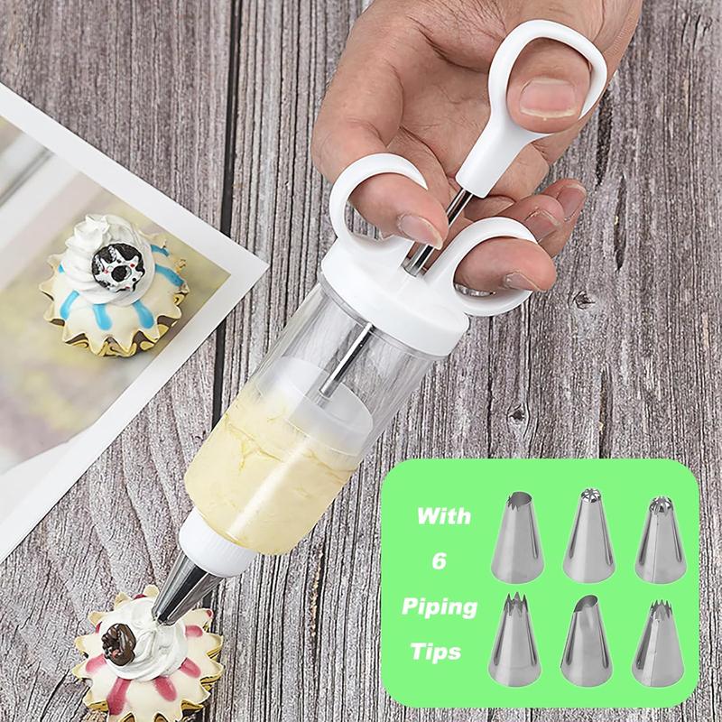 🧁🍪Stainless Steel Cake Decorating Gun Kit – Complete Frosting Piping Set with 18 Tips & Nozzles – Decorate Inside & Out🎂