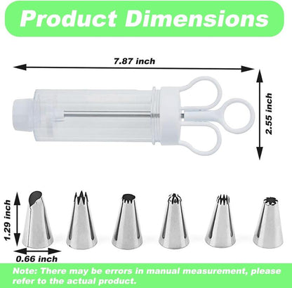 🧁🍪Stainless Steel Cake Decorating Gun Kit – Complete Frosting Piping Set with 18 Tips & Nozzles – Decorate Inside & Out🎂