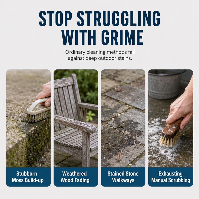 📢Limited-time offer: 60% OFF!🏆Multi-Surface Stone Cleaner – Effectively eliminates moss, black spots, and hard water stains, plus effortlessly handles weeds growing in cracks and joints