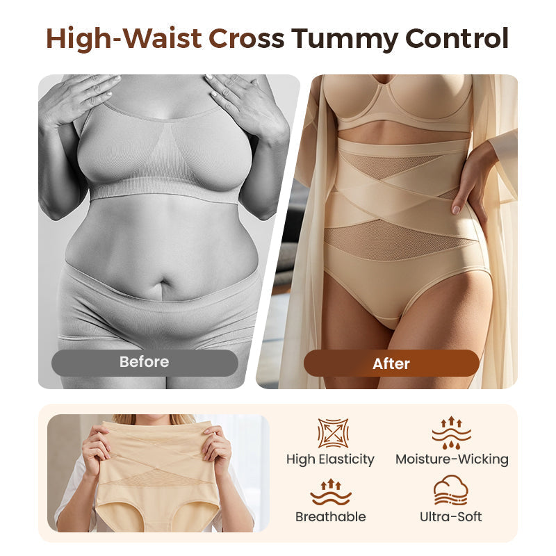 🌸 Last day – Buy 1, get 2 packs ✨ Plus-size high-waisted tummy-shaping crisscross briefs