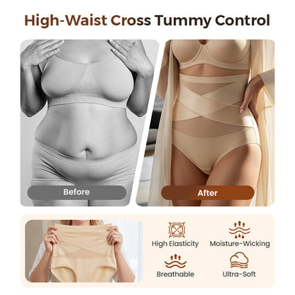 🌸 Last day – Buy 1, get 2 packs ✨ Plus-size high-waisted tummy-shaping crisscross briefs