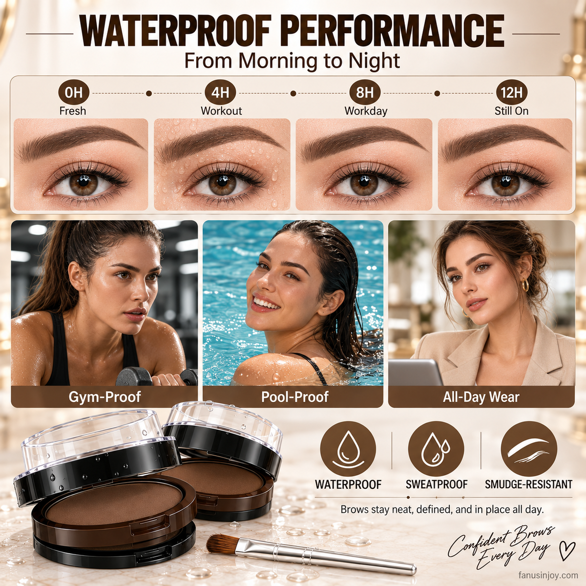 ✨ 50% OFF!🖌️🖌️2-Color Waterproof Eyebrow Stamp Powder Kit, Smudge-Proof Quick Natural Full Brow Makeup with Dual-End Brush