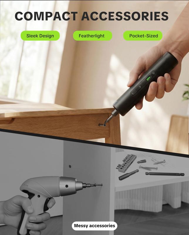🔧 Compact Cordless Electric Screwdriver Set