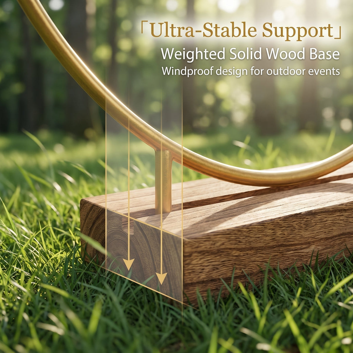 🌸 Gold-Tone Decorative Hoop with Wooden Stand
