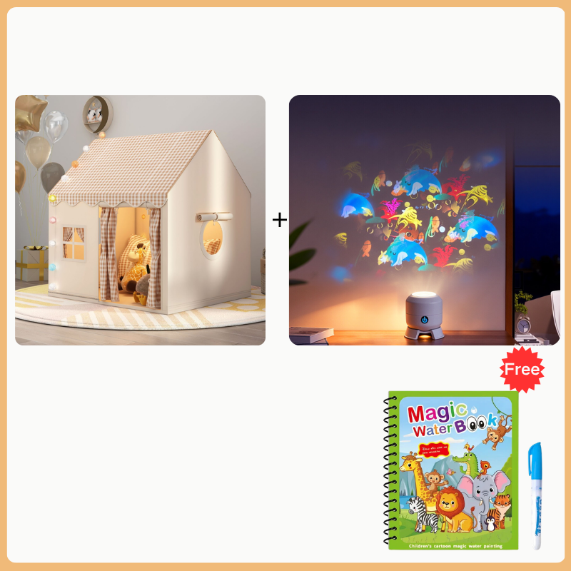 🎁50% OFF NOW! Dream Kids Play Tent House – Cozy Indoor Playhouse with Checkered Curtain, Private Play Space for Toddlers, Cute Reading Nook & Gift for Children