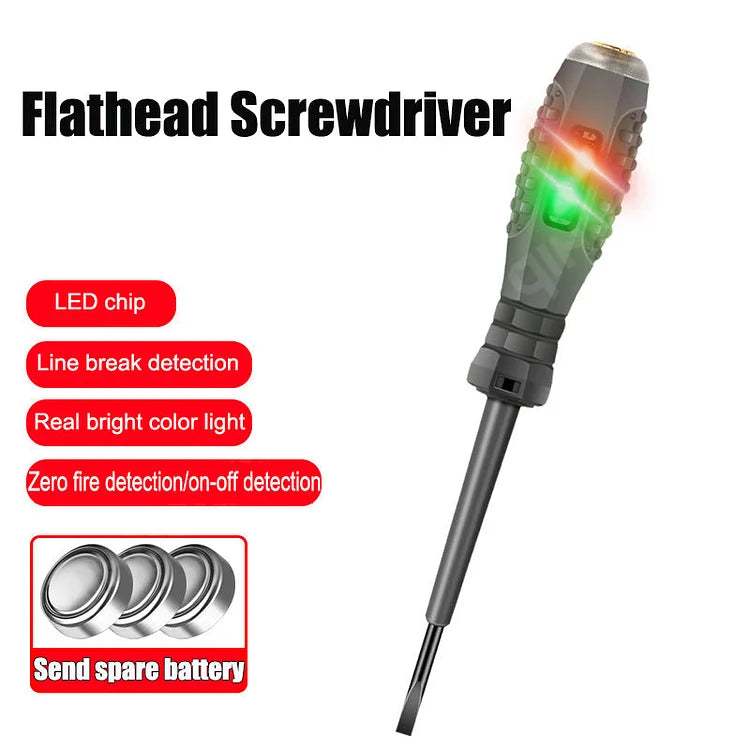 2-in-1 Voltage Tester Pen & Magnetic Screwdriver – AC/DC Neon Display, Anti-Slip Handle, Slotted & Phillips Bits, Pocket-Sized Circuit Detector