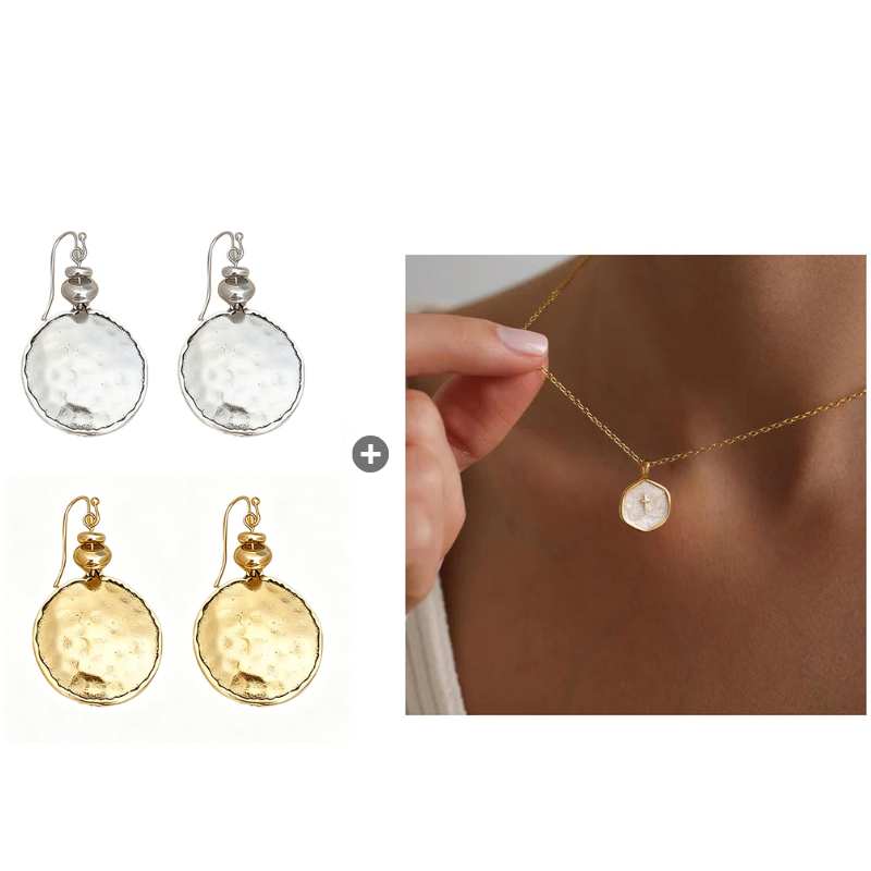 Vintage Hammered Metal Drop Earrings