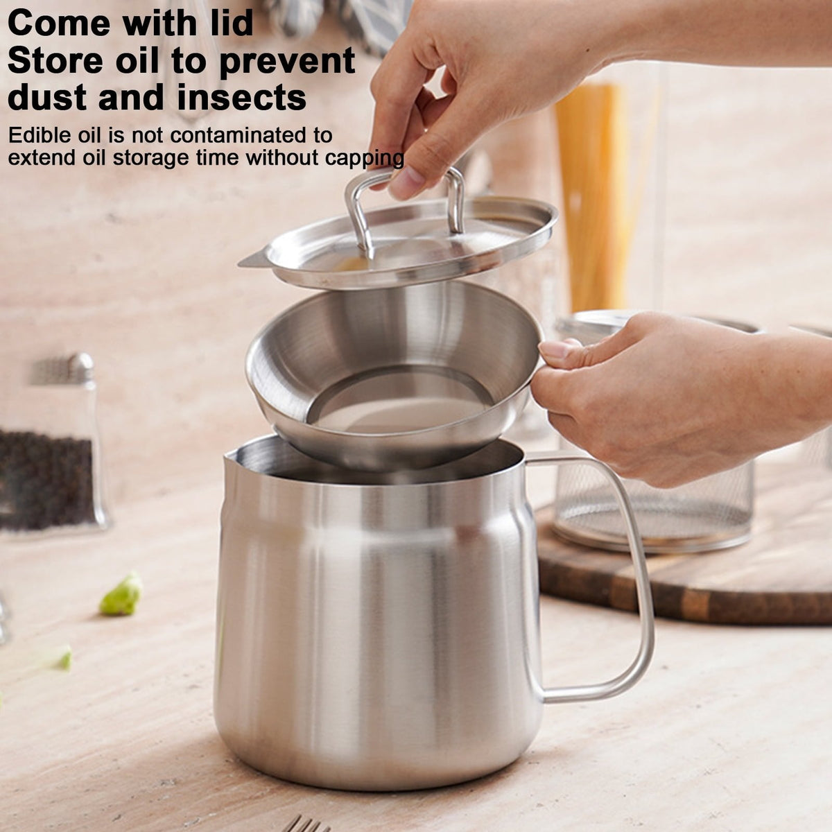 Strain & Reuse Oil Instantly! 2-in-1 Stainless Oil Strainer Pot
