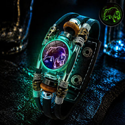 🎉 2026 Sale — Over 21 300 Sold!🔥 Glow‑in‑the‑dark Leather Zodiac Sign Bracelet