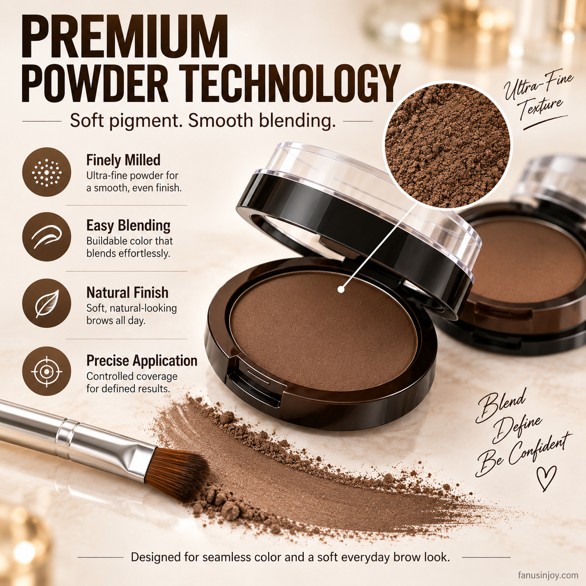 ✨ 50% OFF!🖌️🖌️2-Color Waterproof Eyebrow Stamp Powder Kit, Smudge-Proof Quick Natural Full Brow Makeup with Dual-End Brush