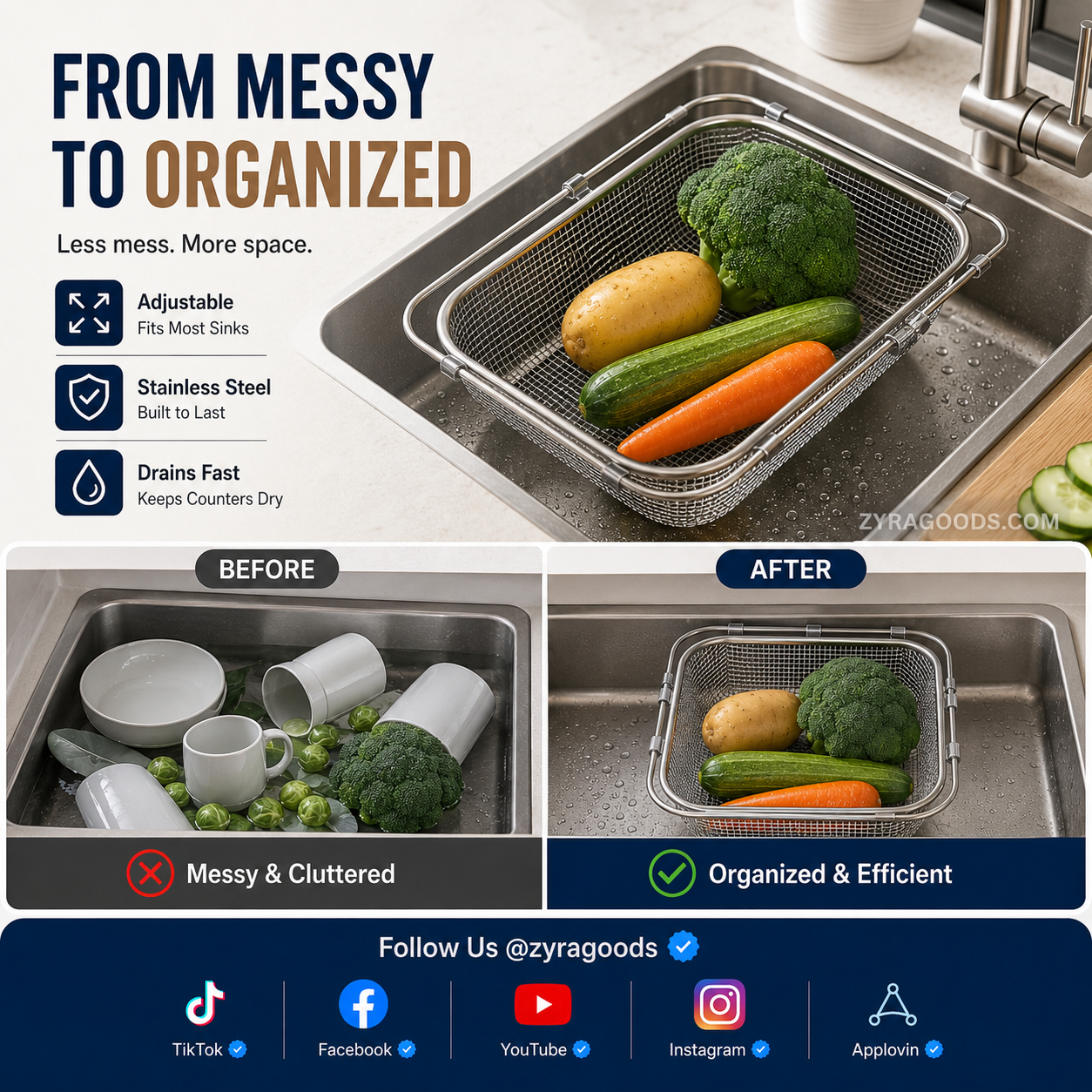 Great Gift - Expandable Over The Sink Dish Drying Rack