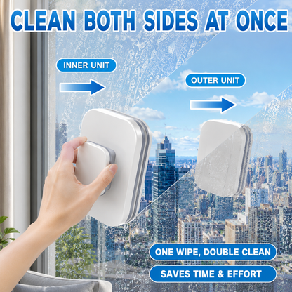 🥳2026 HOT SALE🥳💞50K+ SOLD! ⚡ 50% OFF! 6‑in‑1 Magnetic Glass Cleaner – 30% wider cleaning area, perfect for high‑rise windows. Dual pads + squeegee – flawless results from the first pass! 🪣🪟