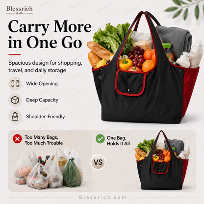 🛍️ Foldable Reusable Shopping Bag – Large Capacity, Lightweight & Washable