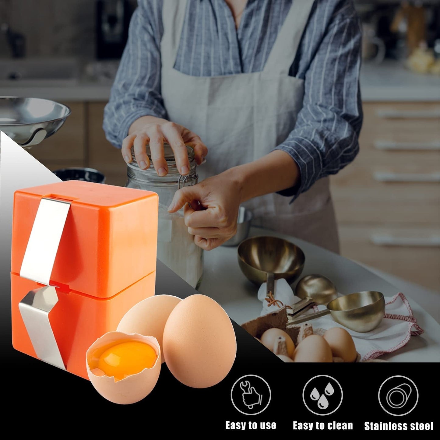 🍳50% OFF NOW ! ✨Quick Egg Cracker Tool – Fast Clean Egg Opener for Kitchen Baking