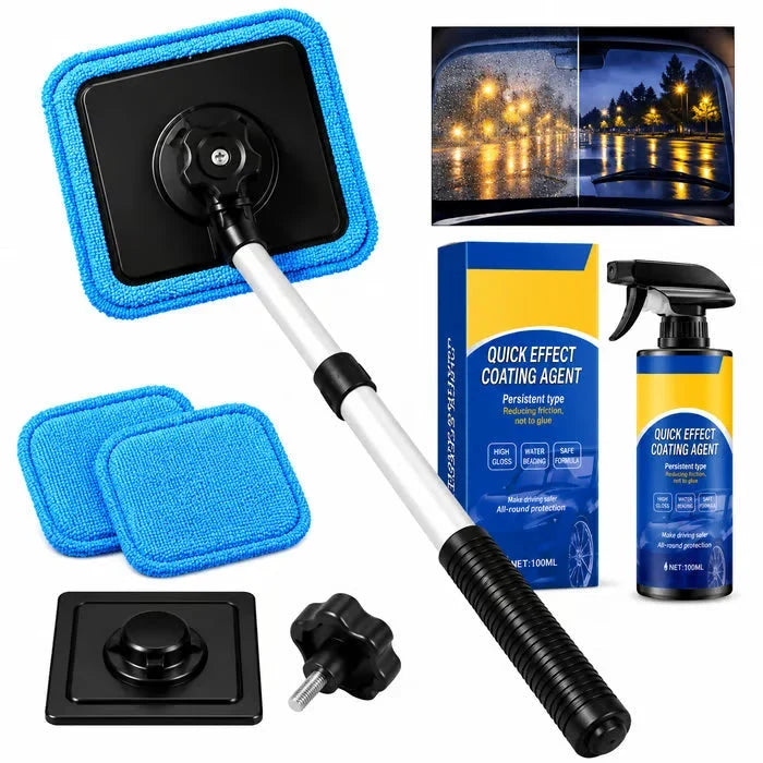 Dual Magnetic Car Window Cleaner | Streak-Free Cleaning Kit for Car Glass